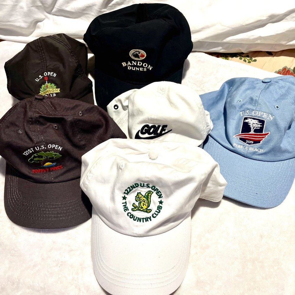 Like new U.S. OPEN licensed hats, Bandon Dunes, Nike Golf--lot of 6 hats!
